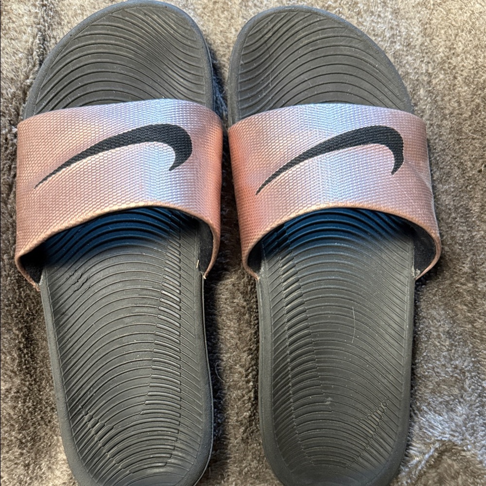 Nike Black and Copper Slides